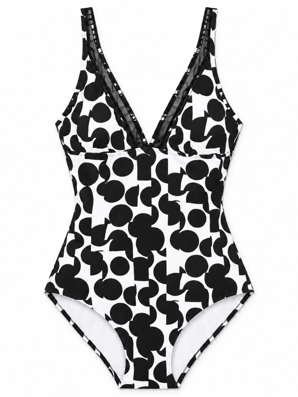 DKNY Women’s Navy White Abstract Dot Mesh-Trim One-Piece Swimsuit Size 4 NWT